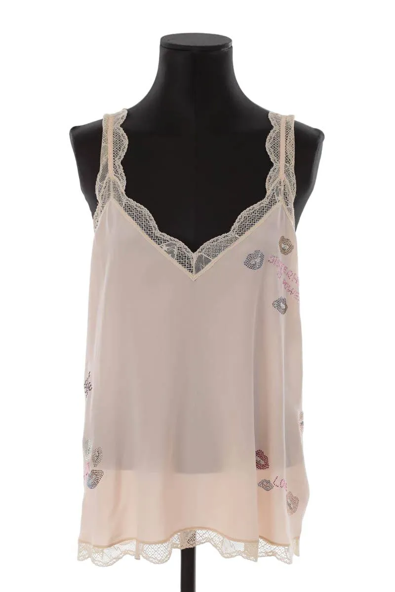 Camisole en soie Zadig & Voltaire rose. Matière principale soie. Taille 36.